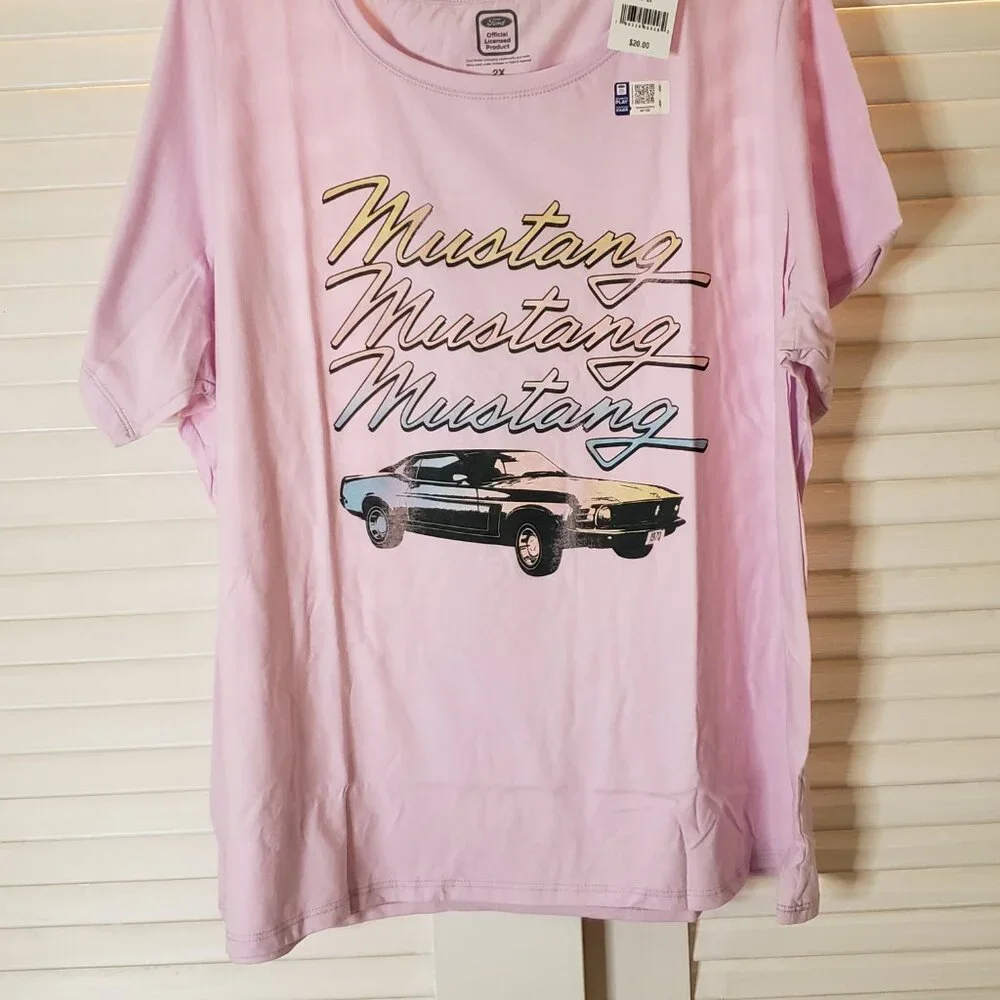 NWT Pink Mustang Womens (2X) Tee - Picture 2 of 12